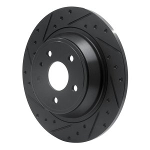 Ford Fusion Brake Rotor (1) - Rear Left - R1 Concepts - Drilled & Slotted - Black - `13-`20